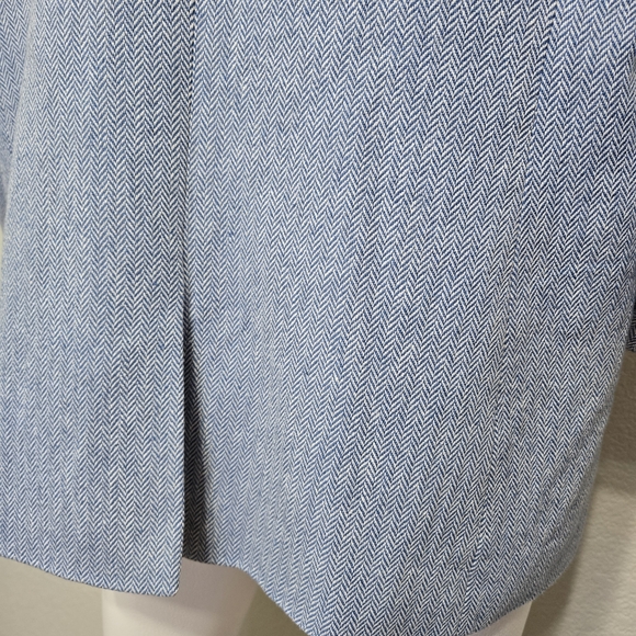 J. Crew Factory Blue Herringbone One Button Linen Blazer Size 16 - Picture 9 of 13